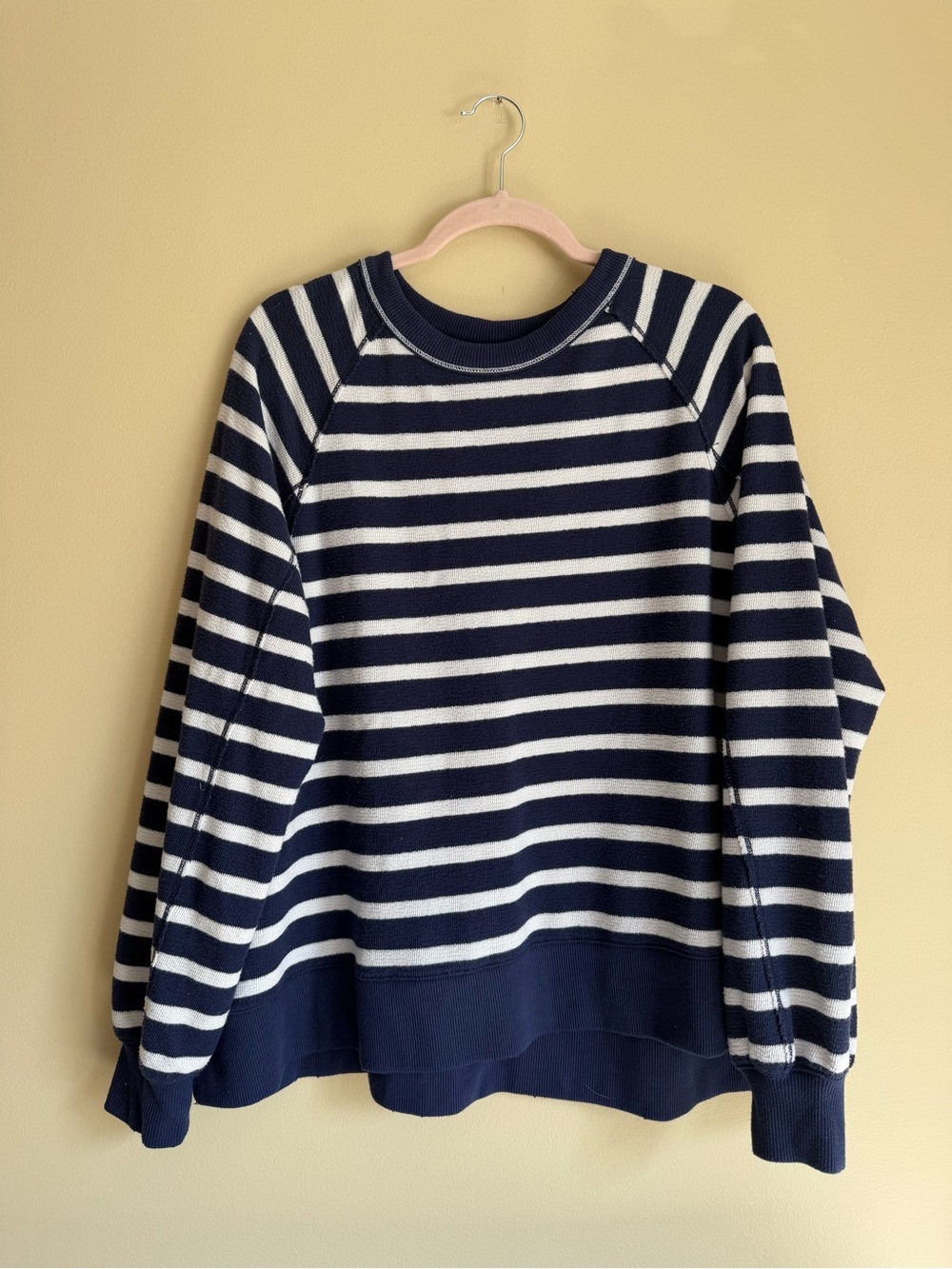 aerie Navy and White Striped Pullover